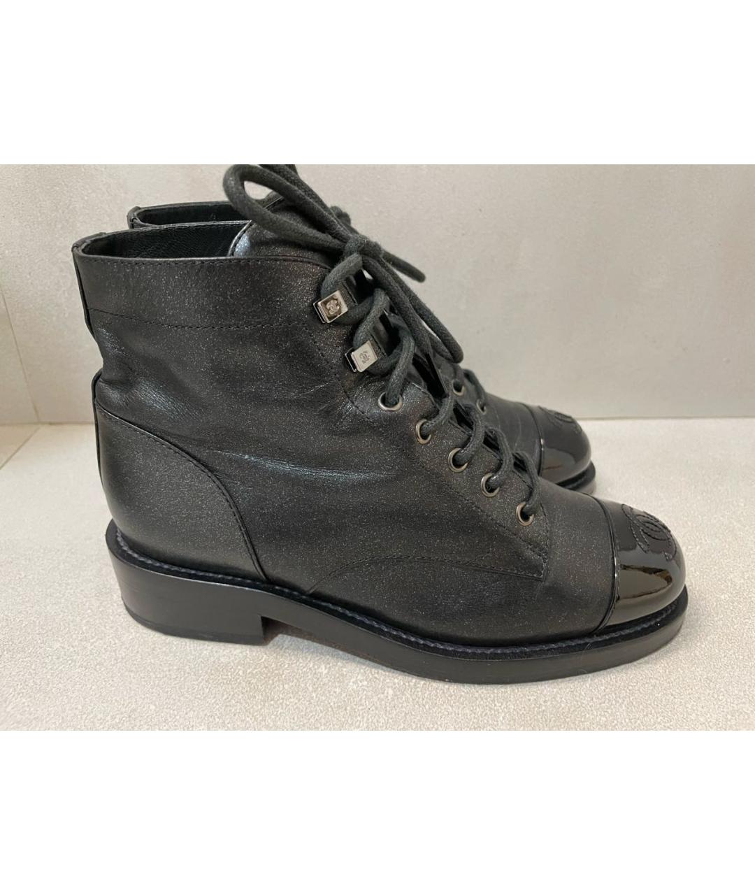 CHANEL Черные кожаные ботинки, фото 3