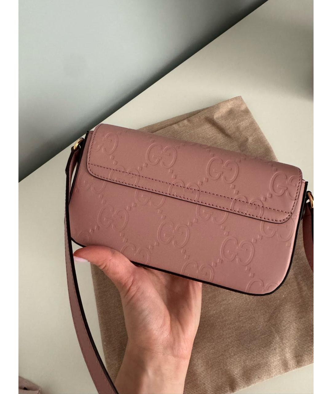 GUCCI Розовая кожаная сумка через плечо, фото 2