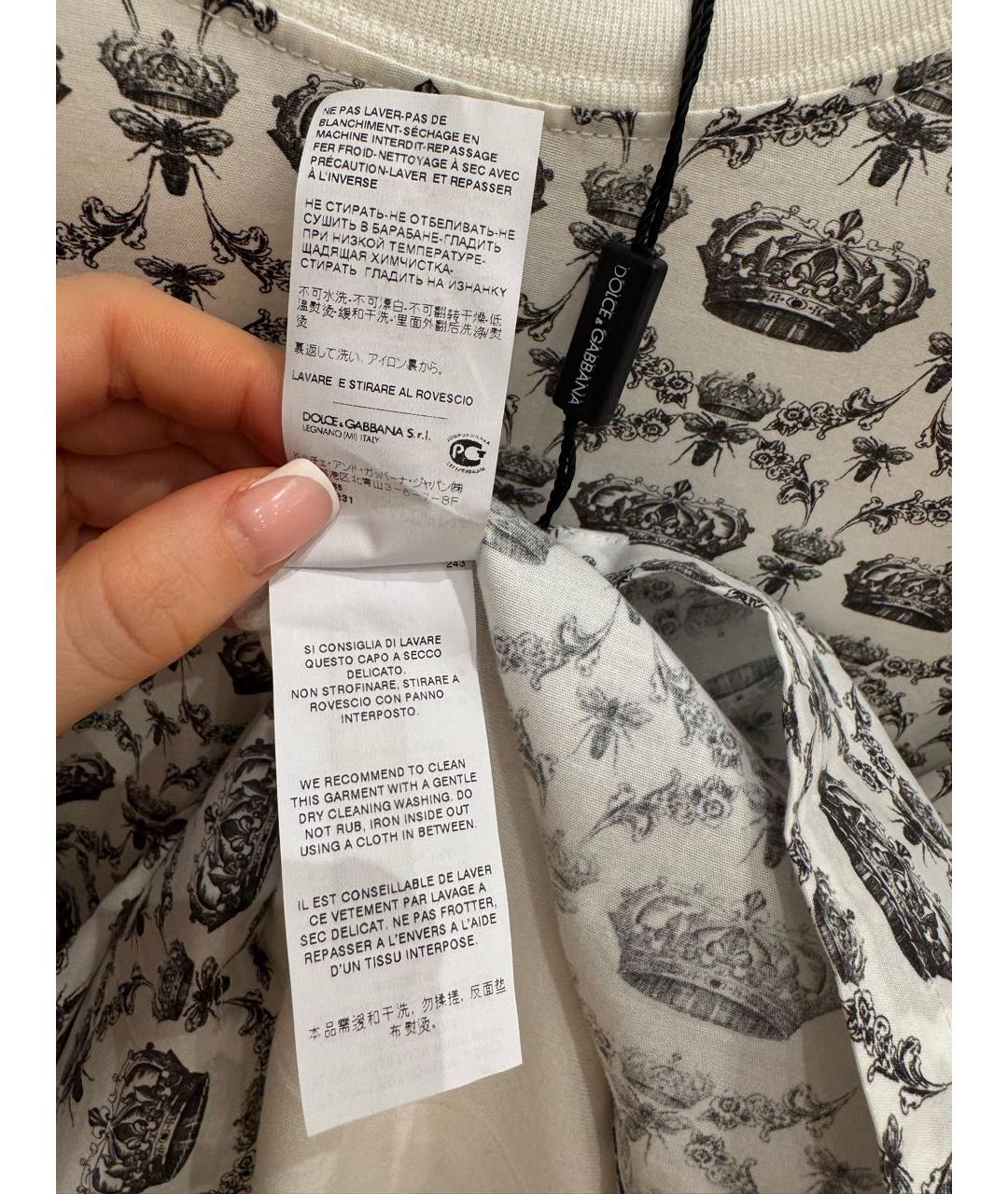 DOLCE&GABBANA Белая хлопковая футболка, фото 7