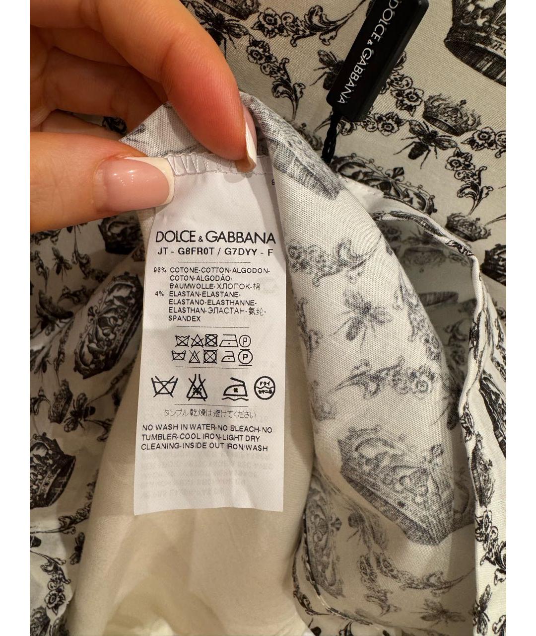 DOLCE&GABBANA Белая хлопковая футболка, фото 6