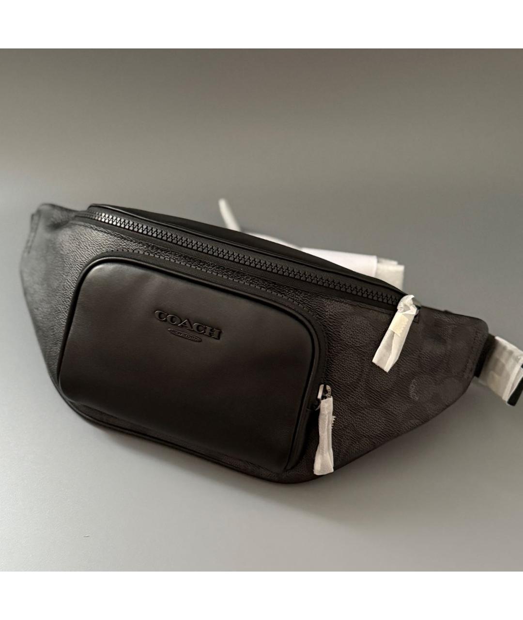 COACH Черная кожаная поясная сумка, фото 2