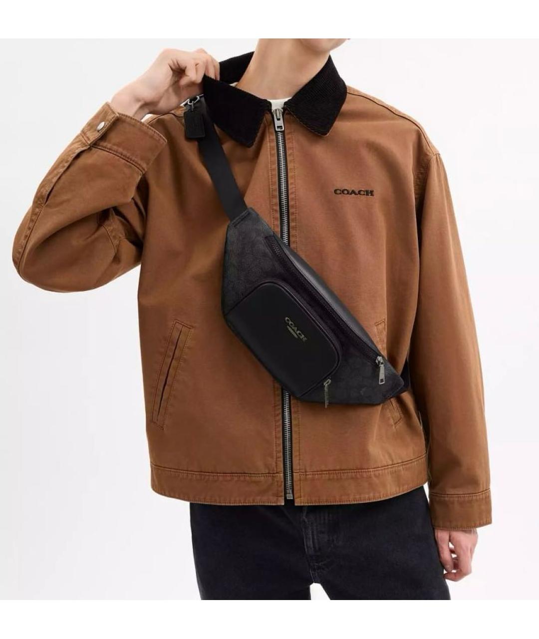 COACH Черная кожаная поясная сумка, фото 4