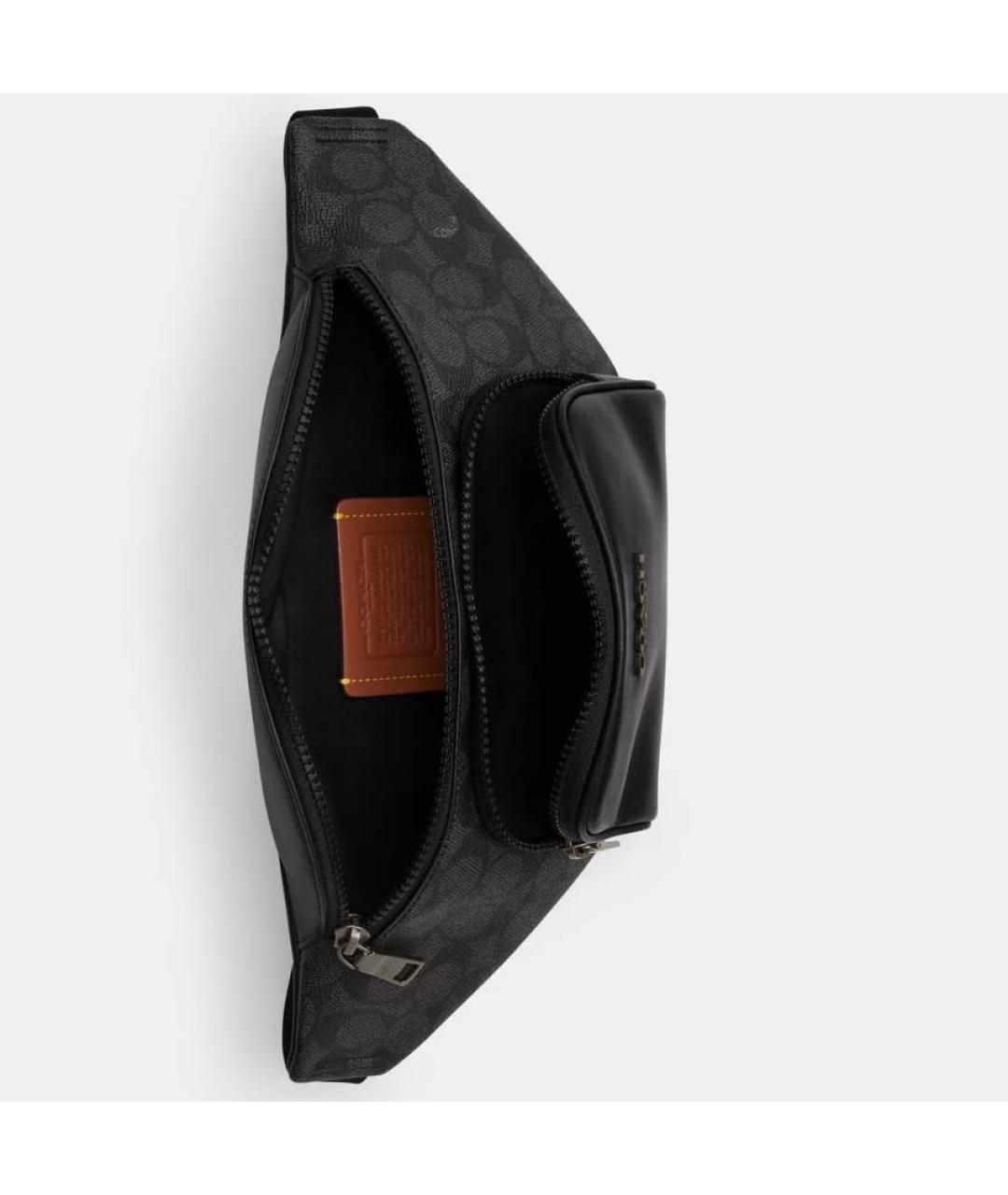COACH Черная кожаная поясная сумка, фото 5