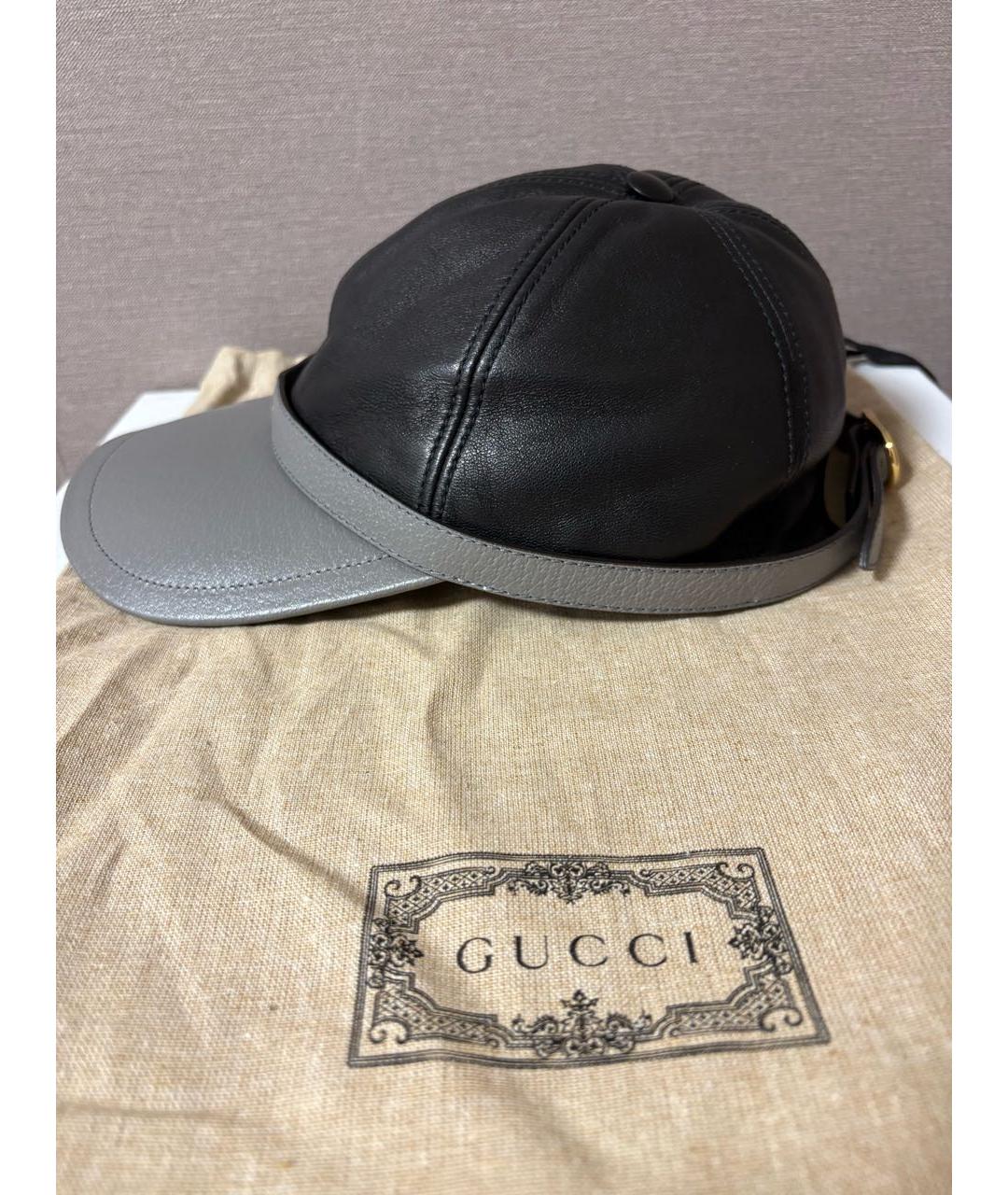 GUCCI Серая кожаная кепка, фото 3