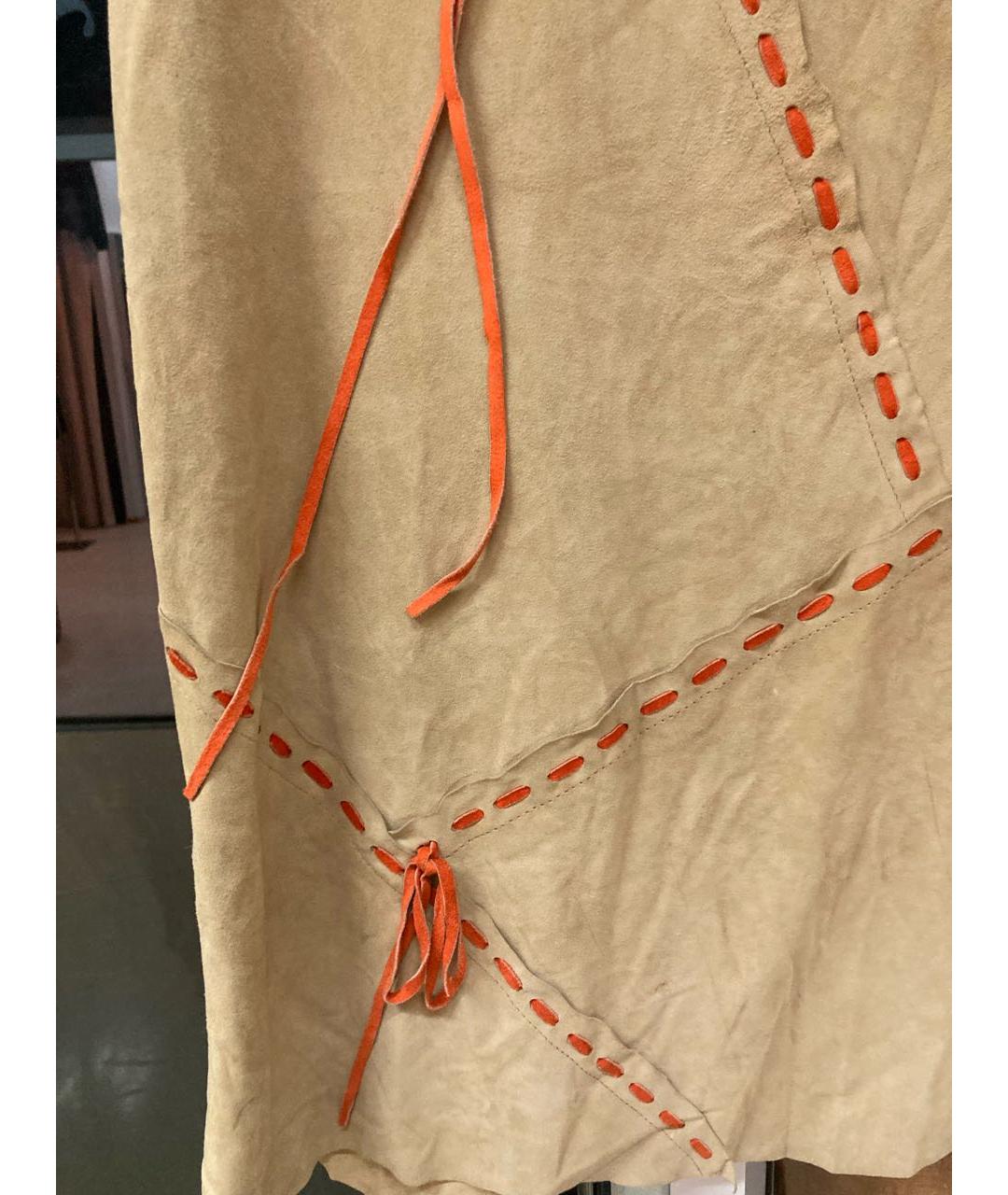 DOLCE&GABBANA Бежевая замшевая юбка миди, фото 2