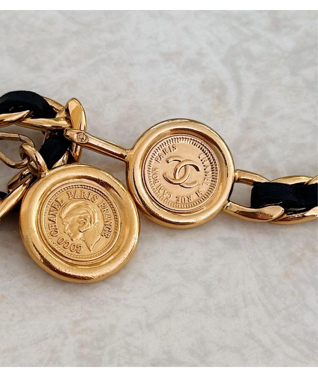 CHANEL Золотой кожаный ремень, фото 3