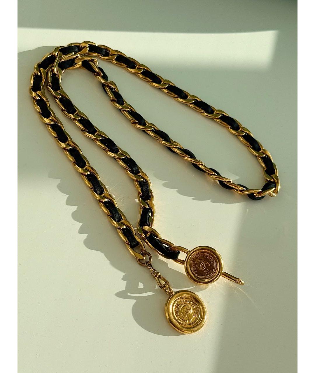 CHANEL Золотой кожаный ремень, фото 4