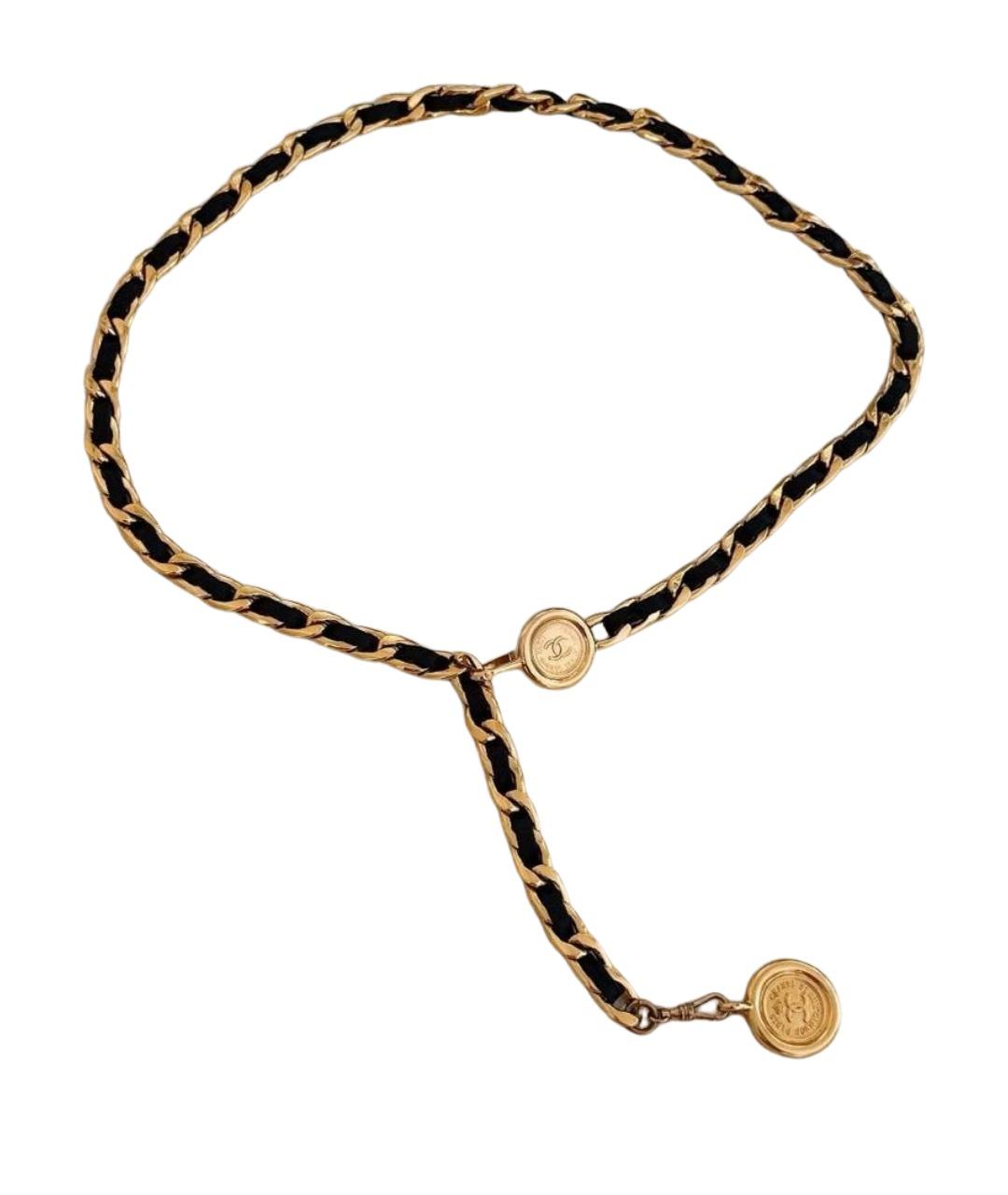 CHANEL Золотой кожаный ремень, фото 1