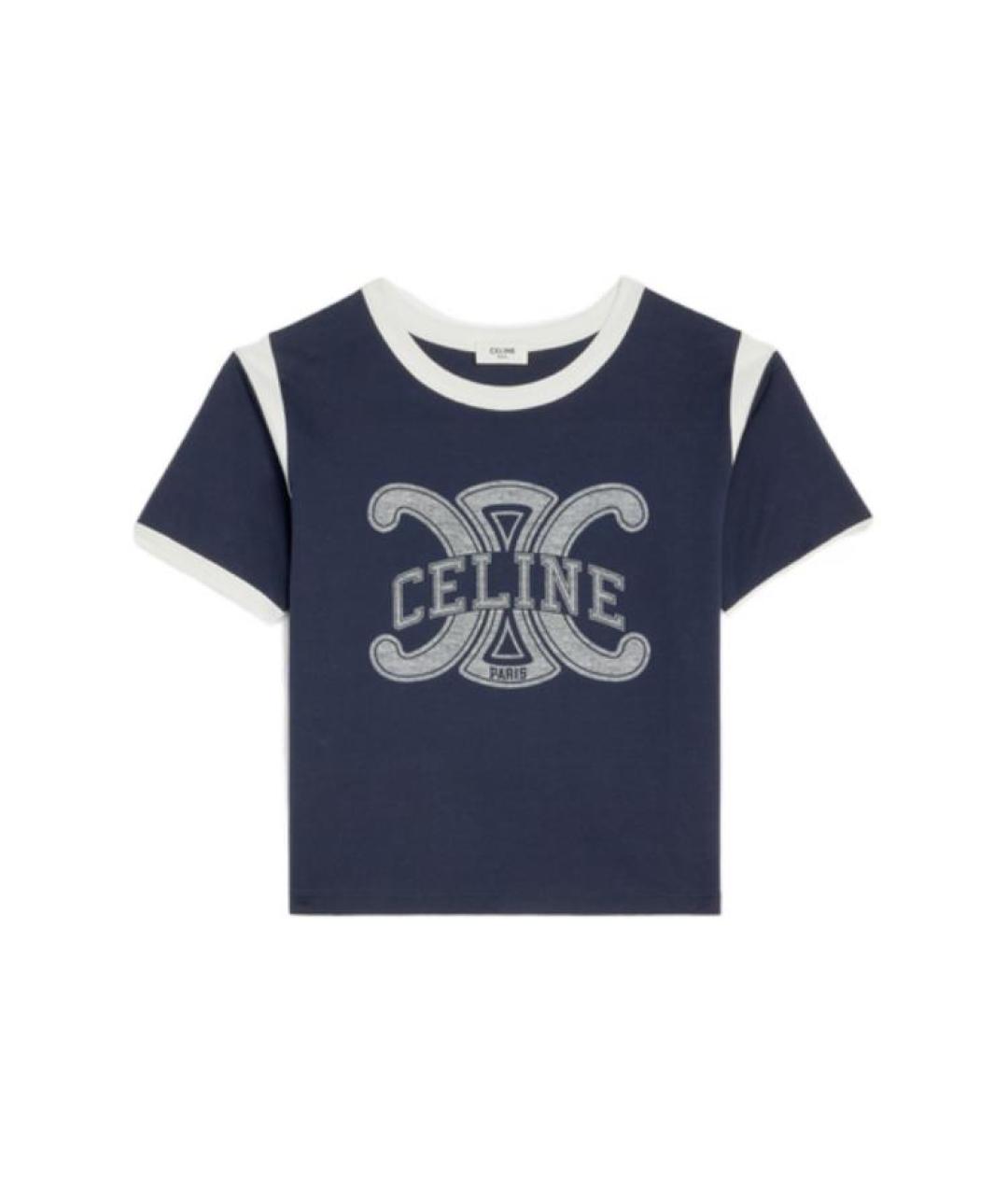 CELINE Синяя хлопковая футболка, фото 1