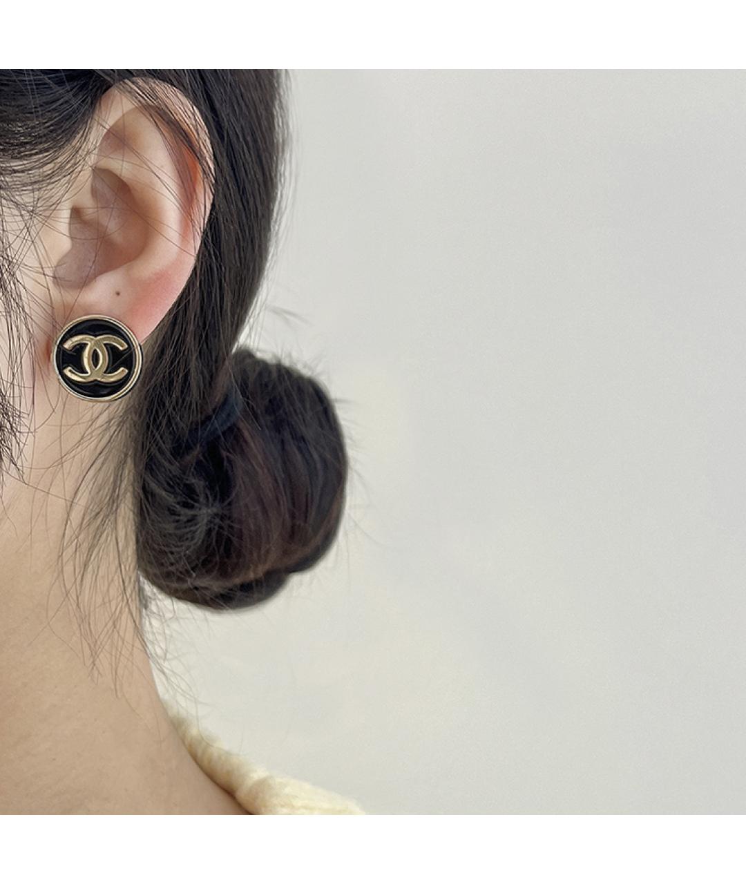 CHANEL Черные серьги, фото 4