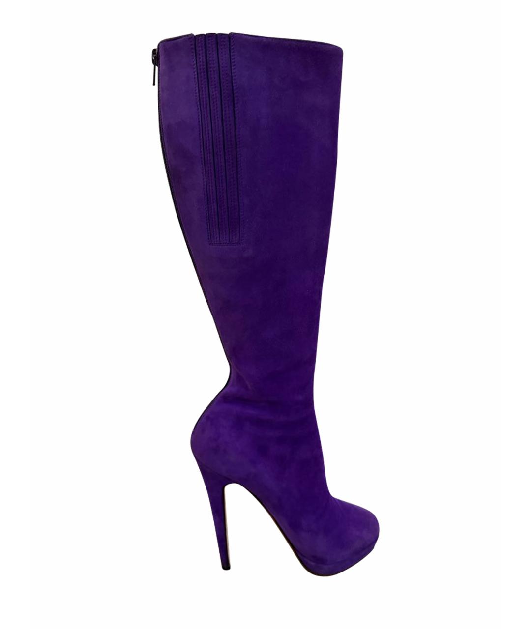 CHRISTIAN LOUBOUTIN Фиолетовые кожаные сапоги, фото 1