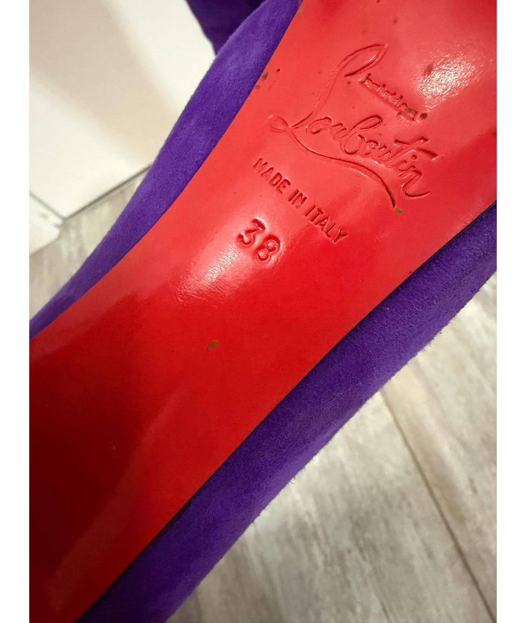 CHRISTIAN LOUBOUTIN Фиолетовые кожаные сапоги, фото 6