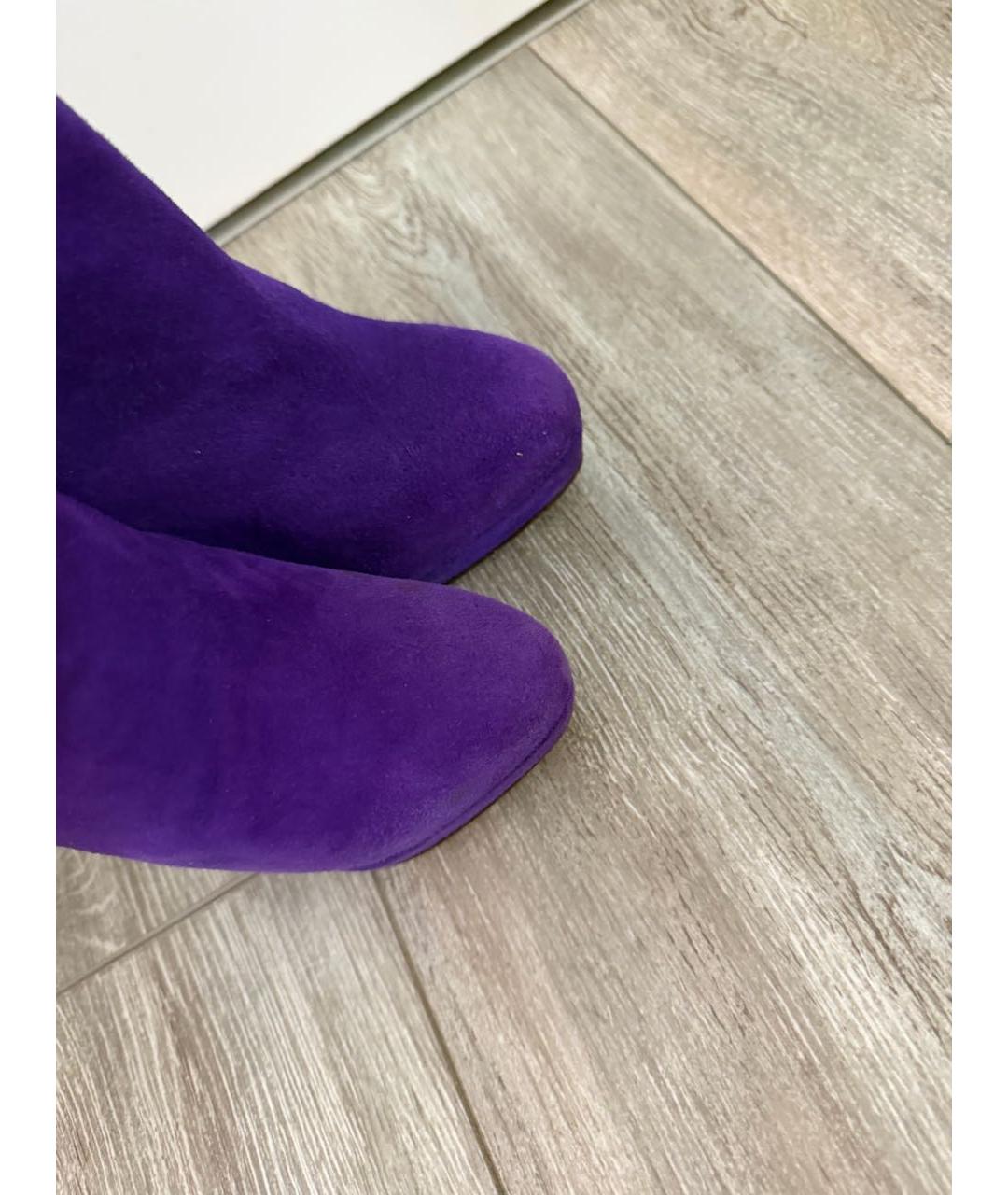 CHRISTIAN LOUBOUTIN Фиолетовые кожаные сапоги, фото 3