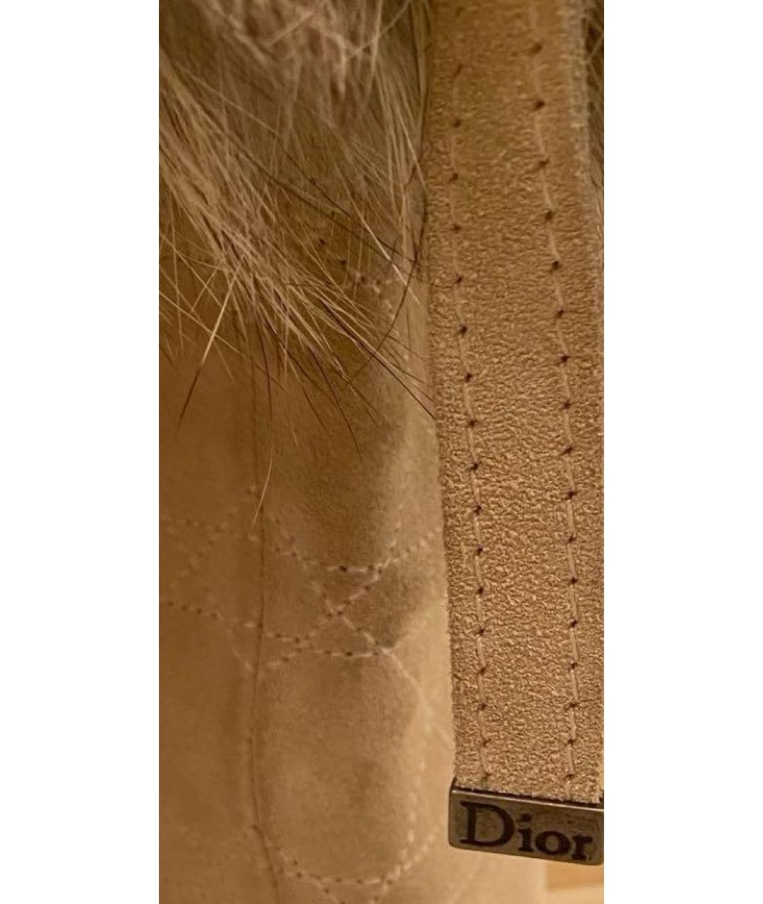 CHRISTIAN DIOR Бежевые замшевые сапоги, фото 6