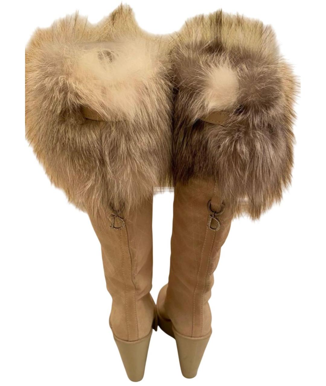 CHRISTIAN DIOR Бежевые замшевые сапоги, фото 4