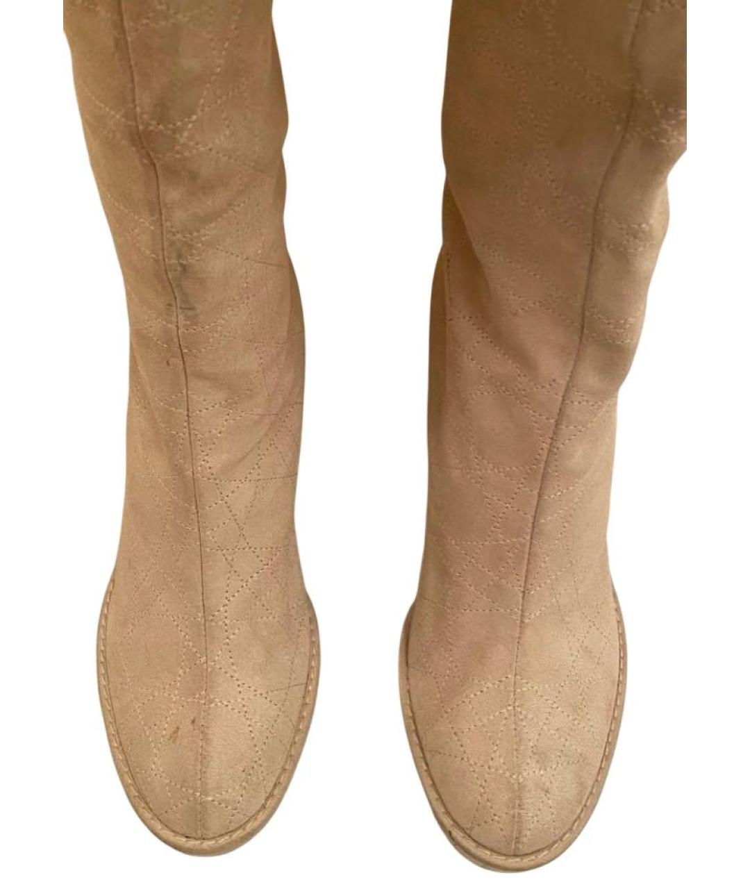 CHRISTIAN DIOR Бежевые замшевые сапоги, фото 7