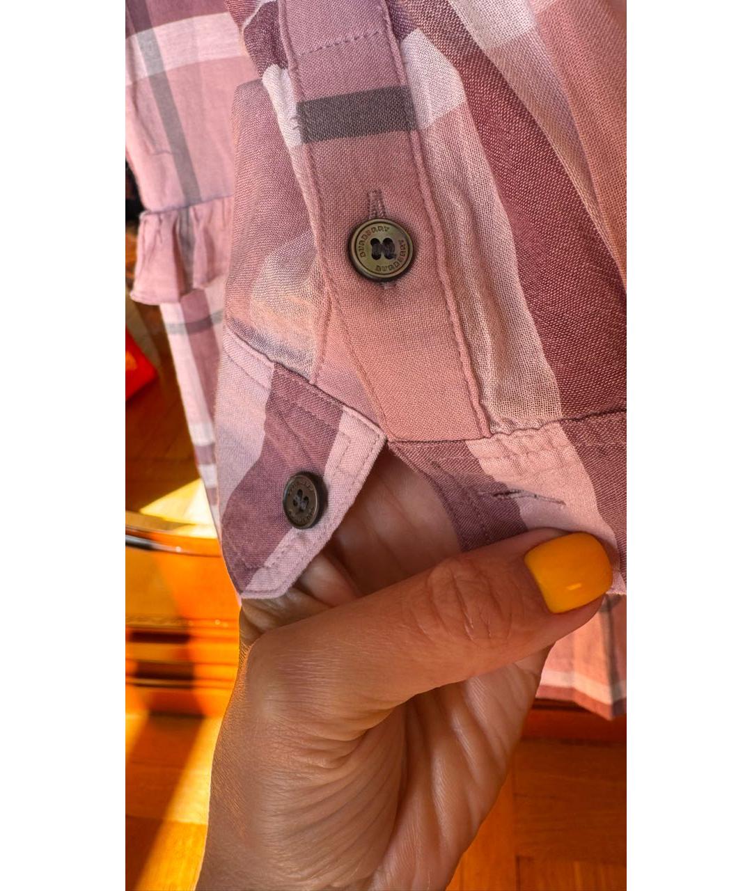 BURBERRY Розовое хлопковое повседневное платье, фото 4