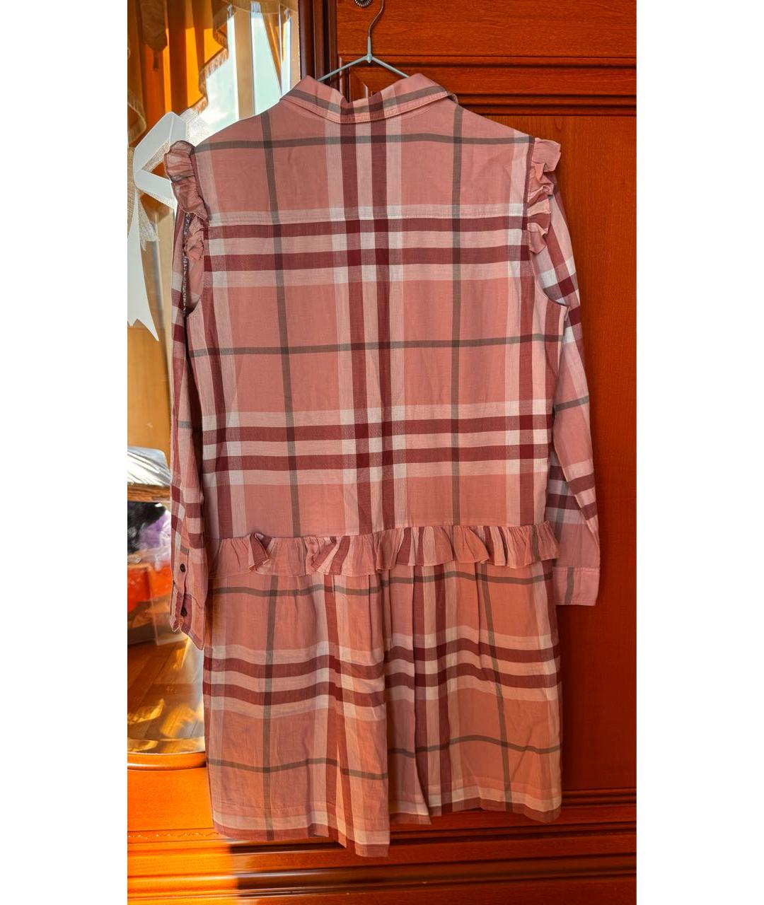 BURBERRY Розовое хлопковое повседневное платье, фото 2