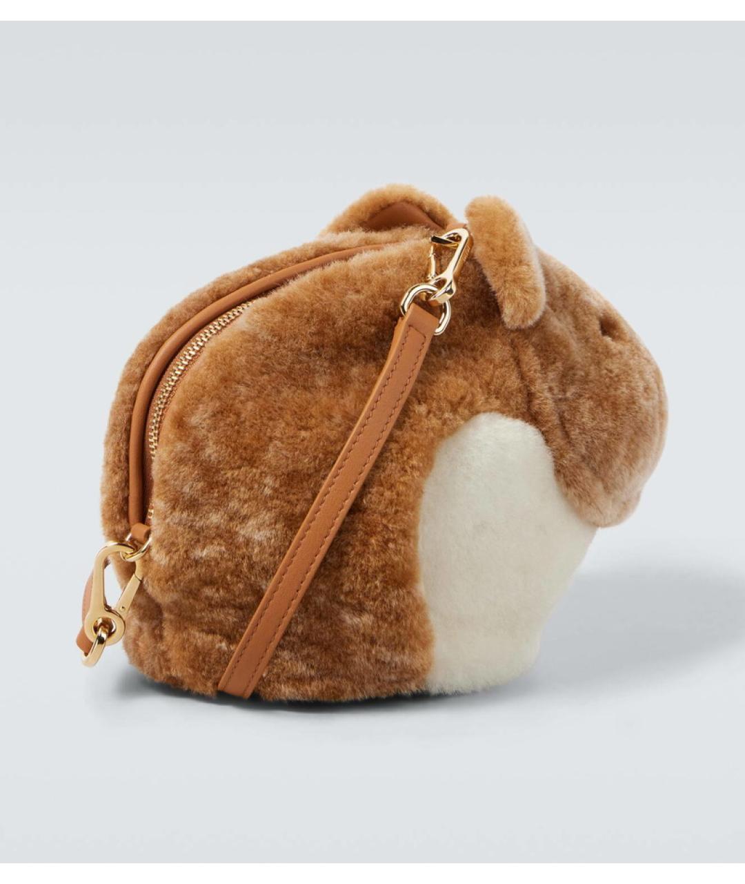 LOEWE Коричневая меховая сумка через плечо, фото 7