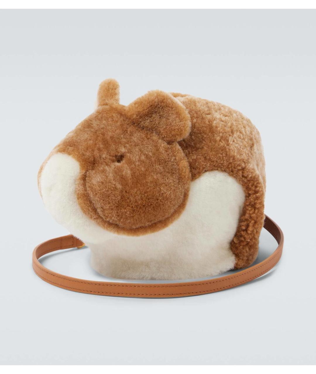 LOEWE Коричневая меховая сумка через плечо, фото 6