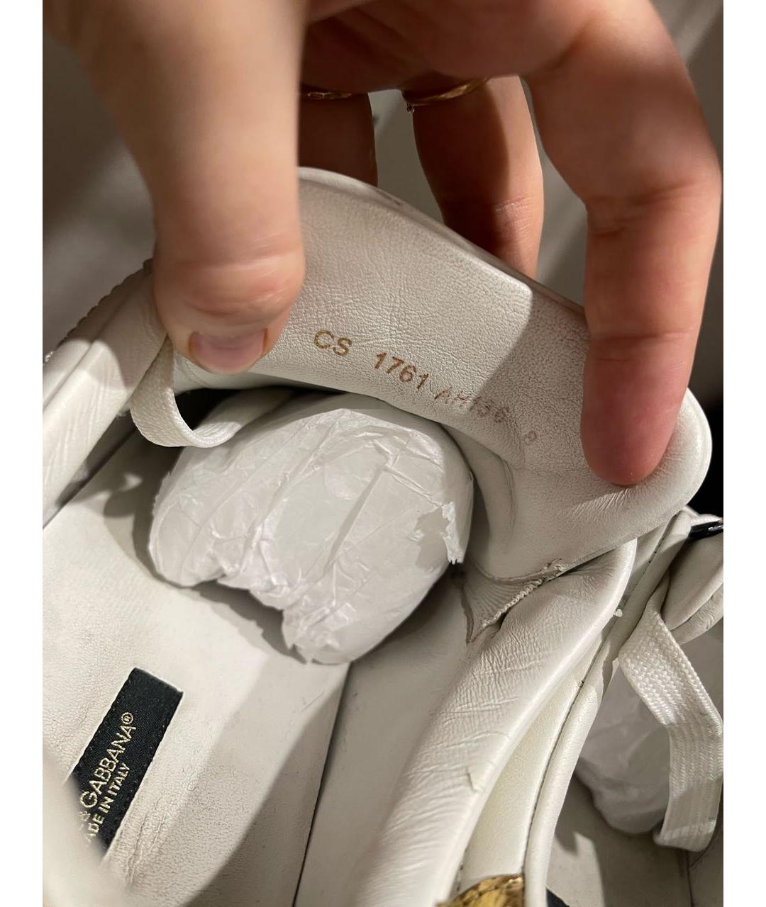 DOLCE&GABBANA Белые кожаные низкие кроссовки / кеды, фото 4