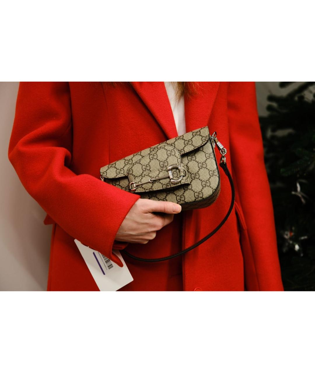 GUCCI Коричневая кожаная сумка с короткими ручками, фото 5