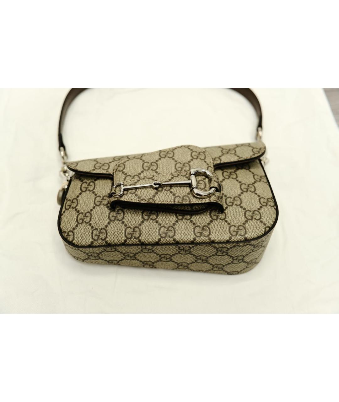 GUCCI Коричневая кожаная сумка с короткими ручками, фото 3