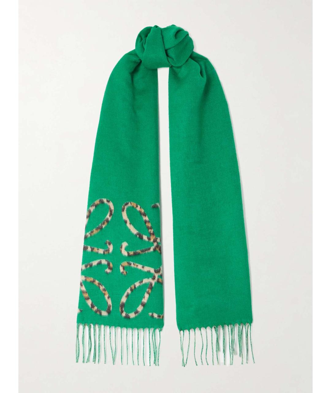 LOEWE Зеленый кашемировый шарф, фото 2