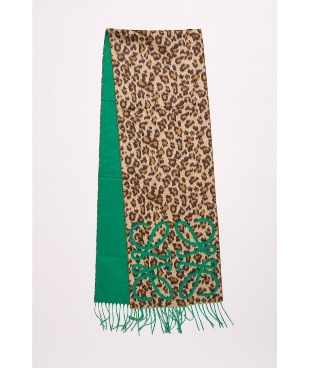 LOEWE Зеленый кашемировый шарф, фото 6