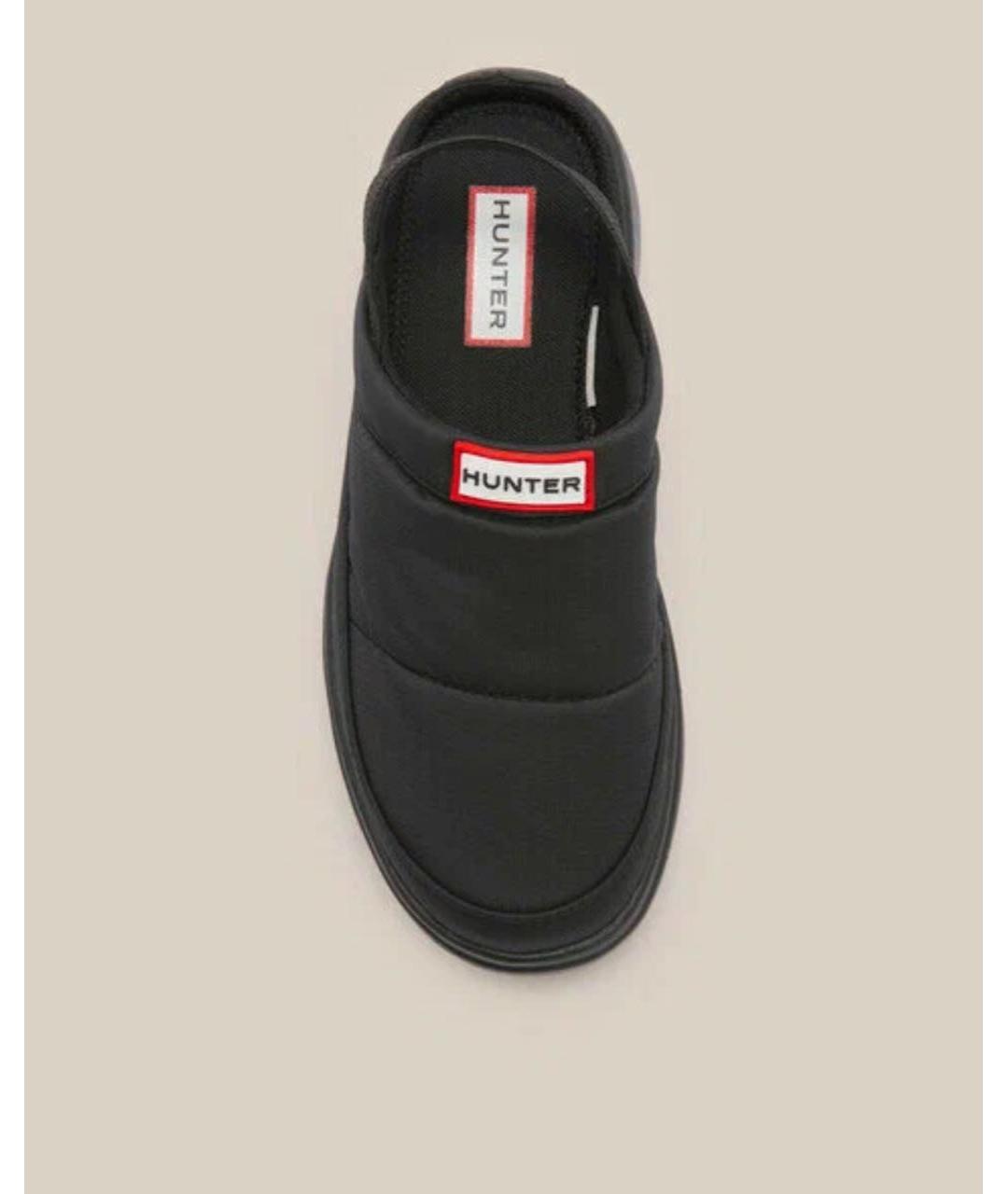 HUNTER Черные синтетические сабо, фото 4