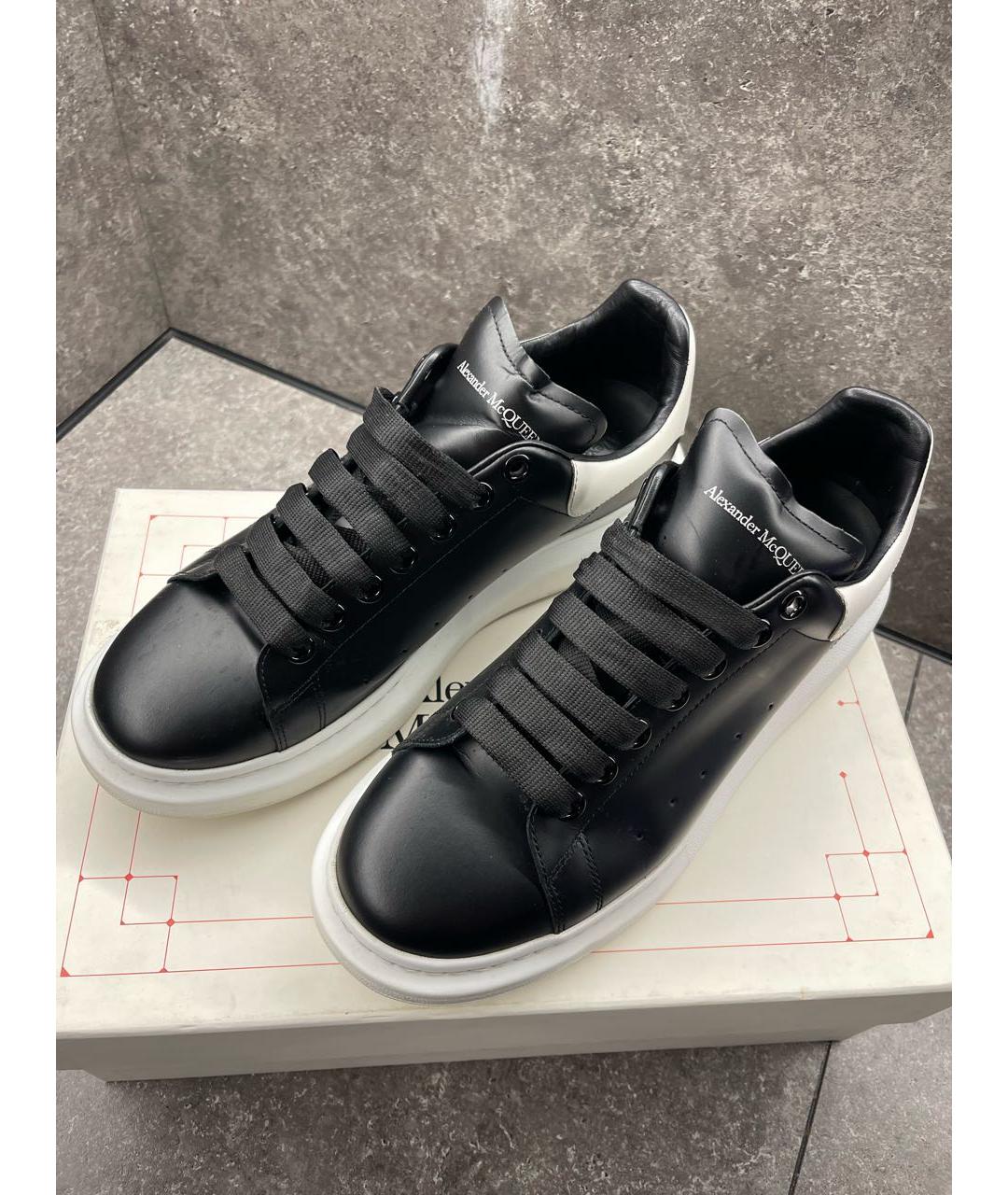 ALEXANDER MCQUEEN Черные кожаные низкие кроссовки / кеды, фото 3