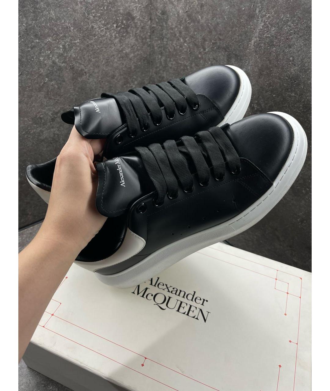 ALEXANDER MCQUEEN Черные кожаные низкие кроссовки / кеды, фото 2