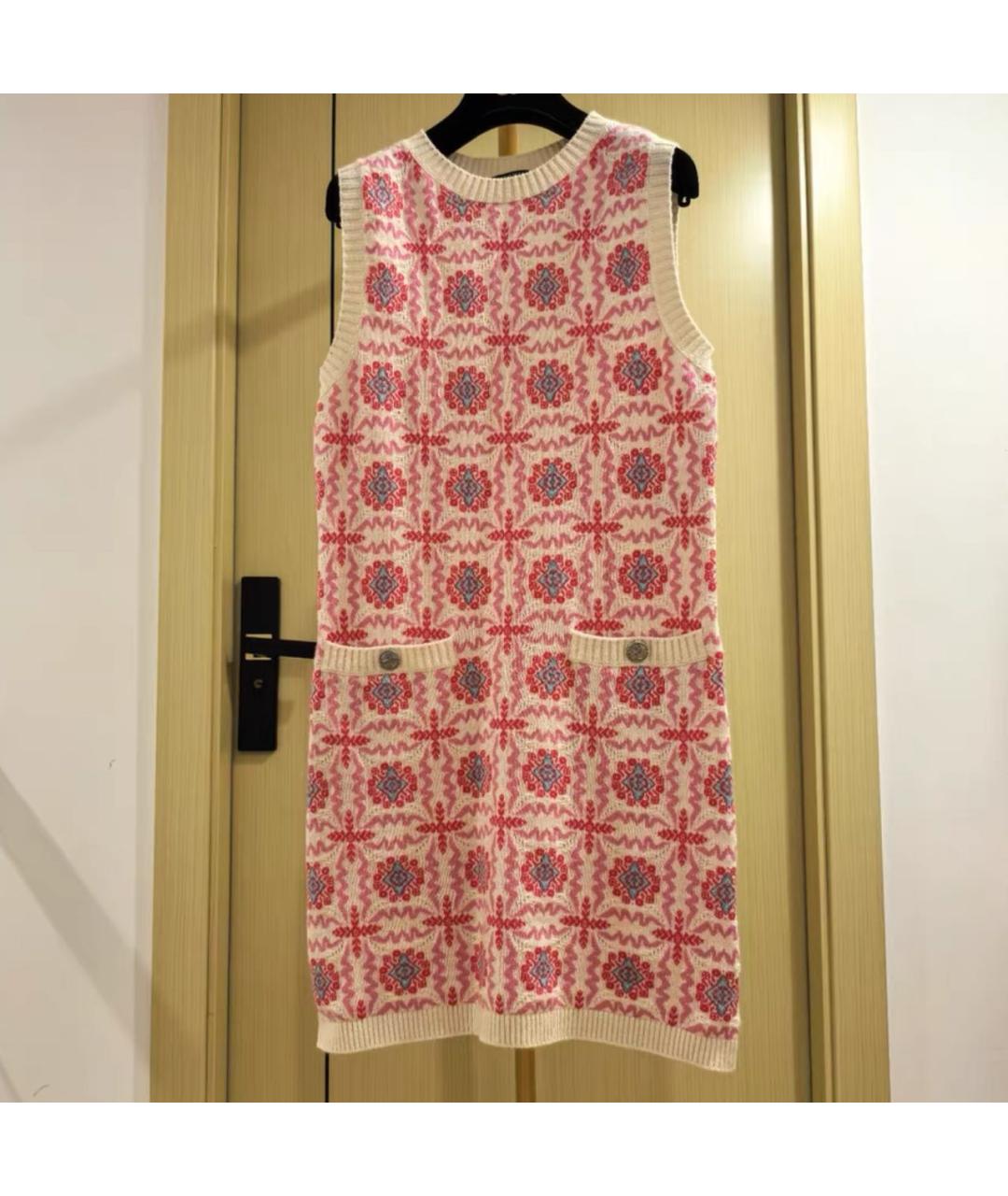 CHANEL Розовое кашемировое повседневное платье, фото 6