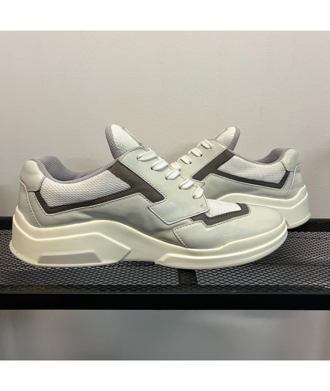 PRADA Бежевые кожаные кроссовки, фото 5