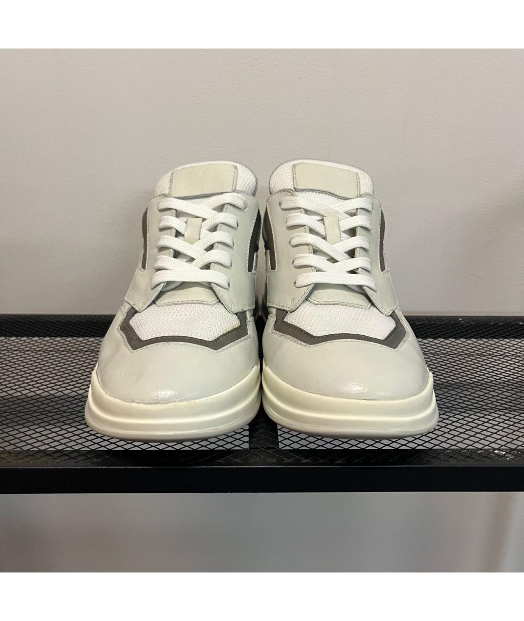 PRADA Бежевые кожаные кроссовки, фото 2