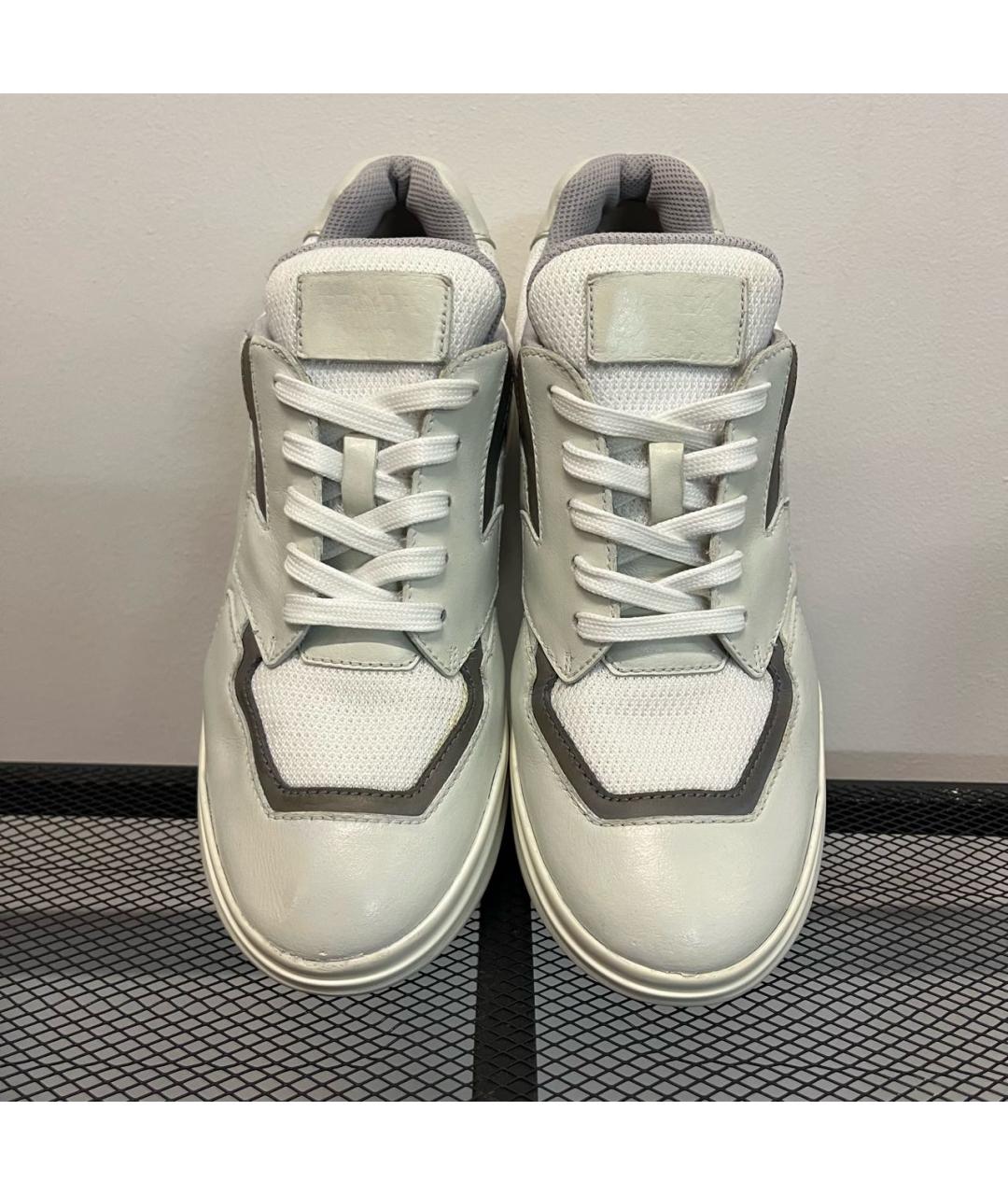 PRADA Бежевые кожаные кроссовки, фото 3