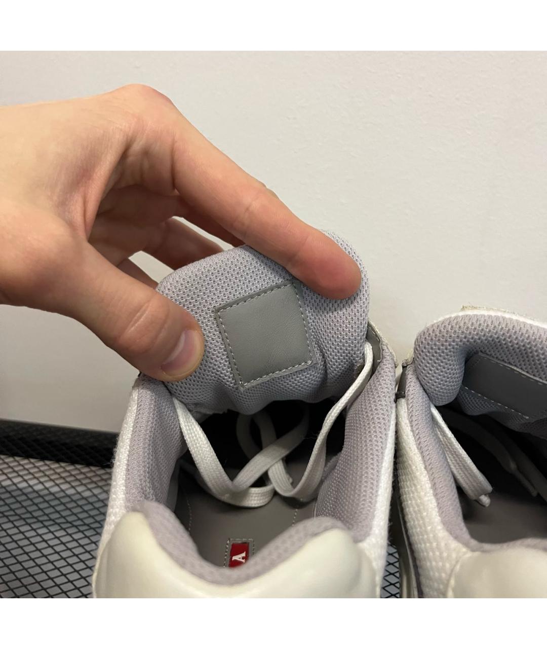 PRADA Бежевые кожаные кроссовки, фото 8