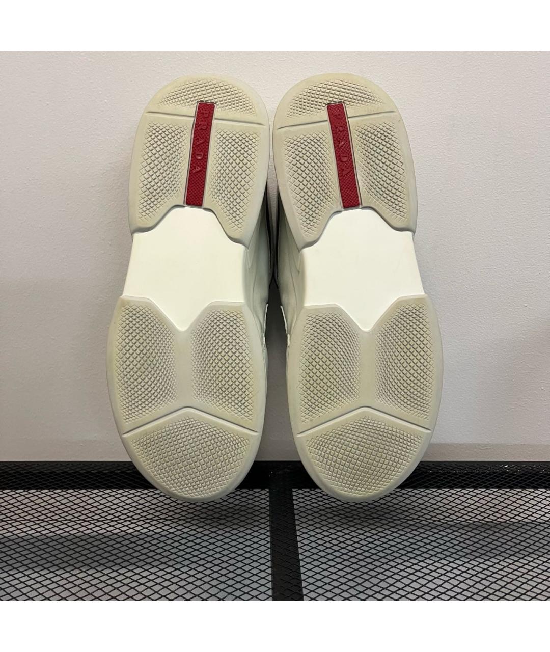 PRADA Бежевые кожаные кроссовки, фото 7