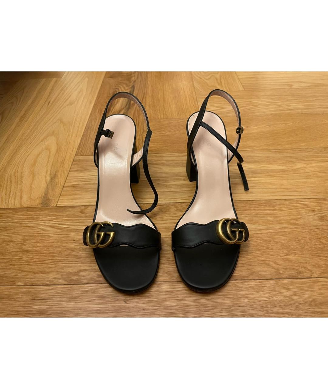 GUCCI Черные кожаные босоножки, фото 3