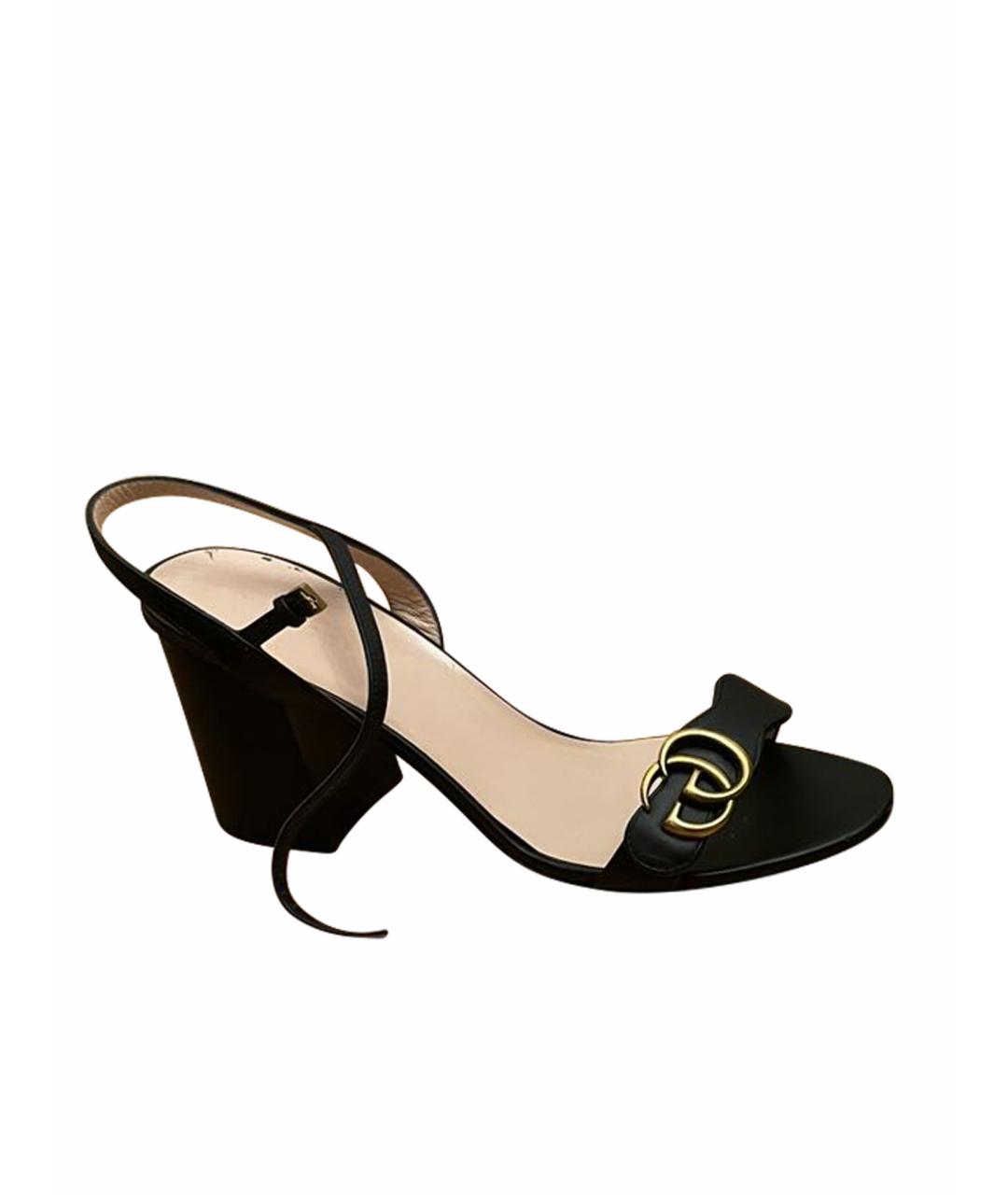 GUCCI Черные кожаные босоножки, фото 1