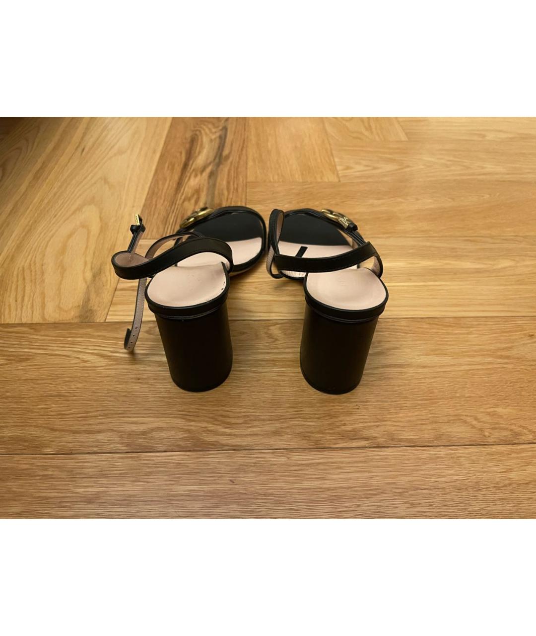 GUCCI Черные кожаные босоножки, фото 4
