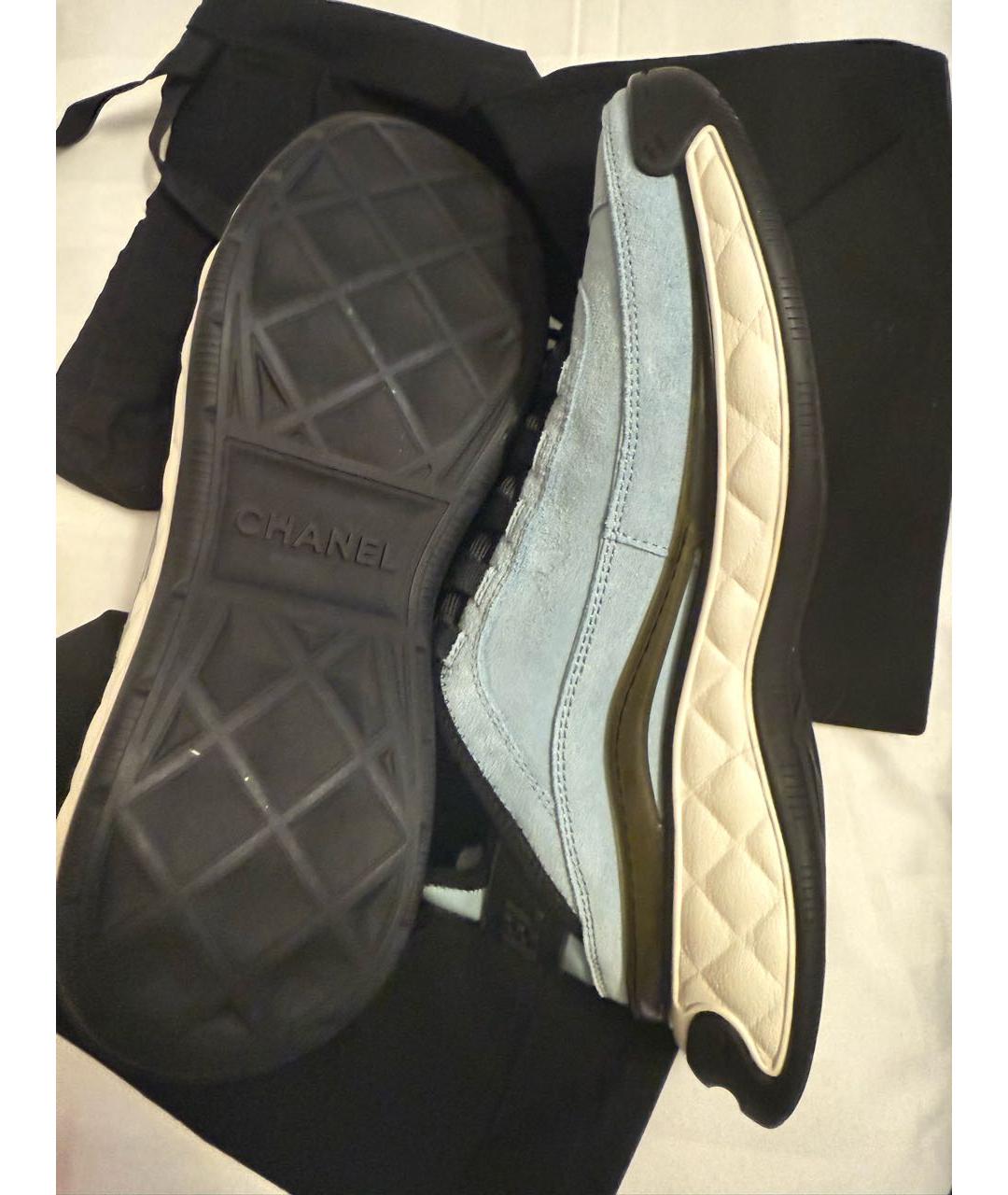 CHANEL Голубые замшевые кроссовки, фото 4