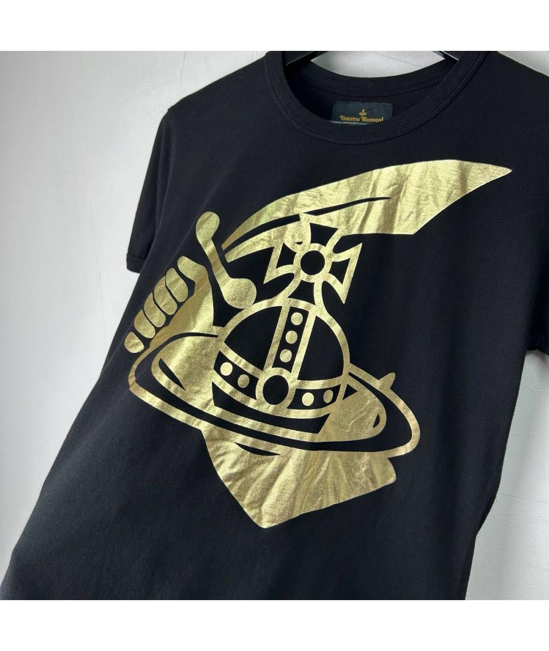 VIVIENNE WESTWOOD Черная хлопковая футболка, фото 2