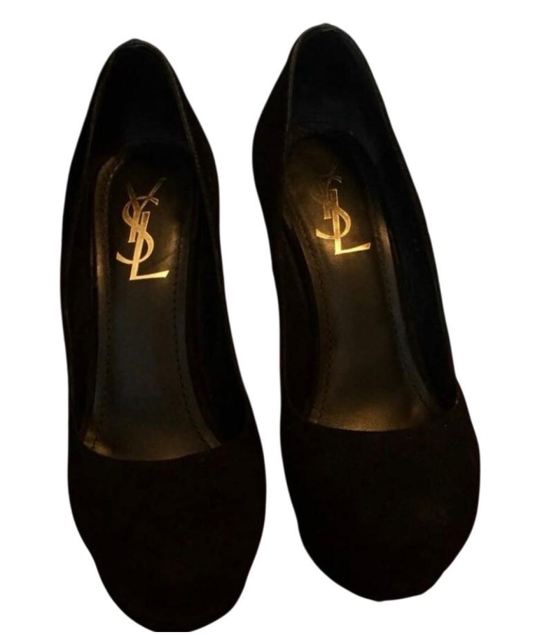 SAINT LAURENT Черные замшевые туфли, фото 2