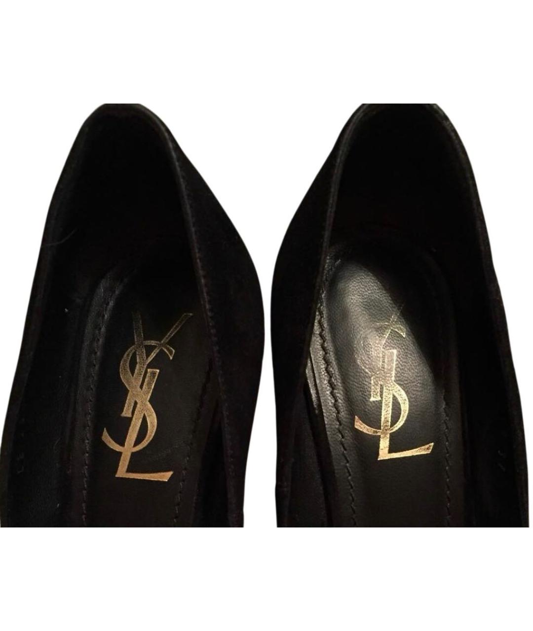 SAINT LAURENT Черные замшевые туфли, фото 4