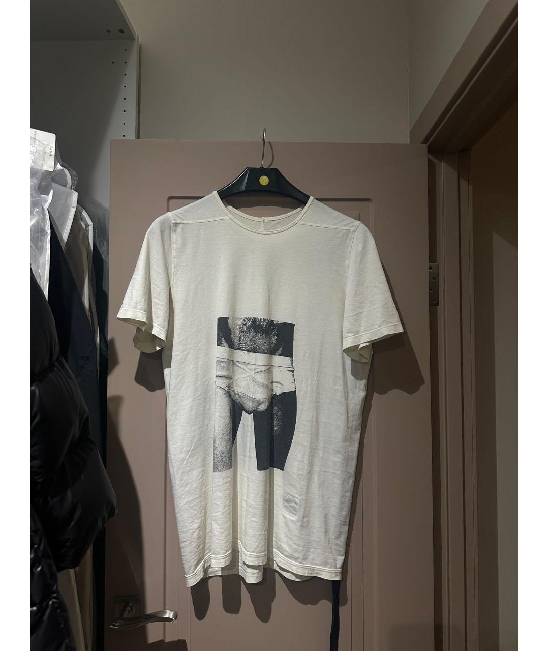 RICK OWENS DRKSHDW Бежевая хлопковая футболка, фото 6