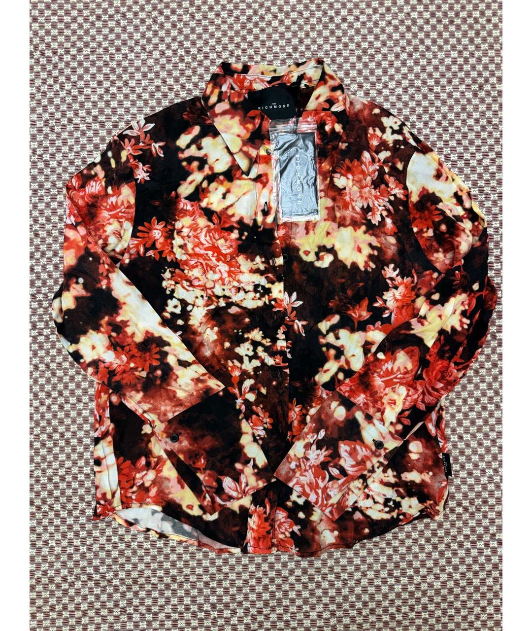 JOHN RICHMOND Бордовая вискозная рубашка, фото 9