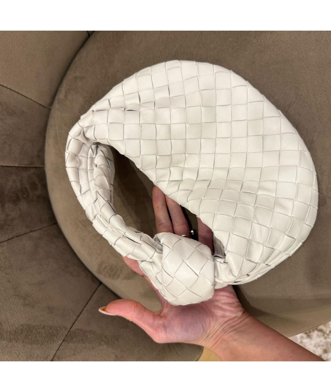 BOTTEGA VENETA Белая кожаная сумка с короткими ручками, фото 7