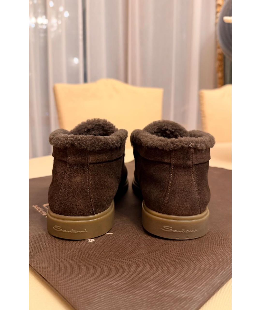 SANTONI Коричневые замшевые лоферы, фото 4