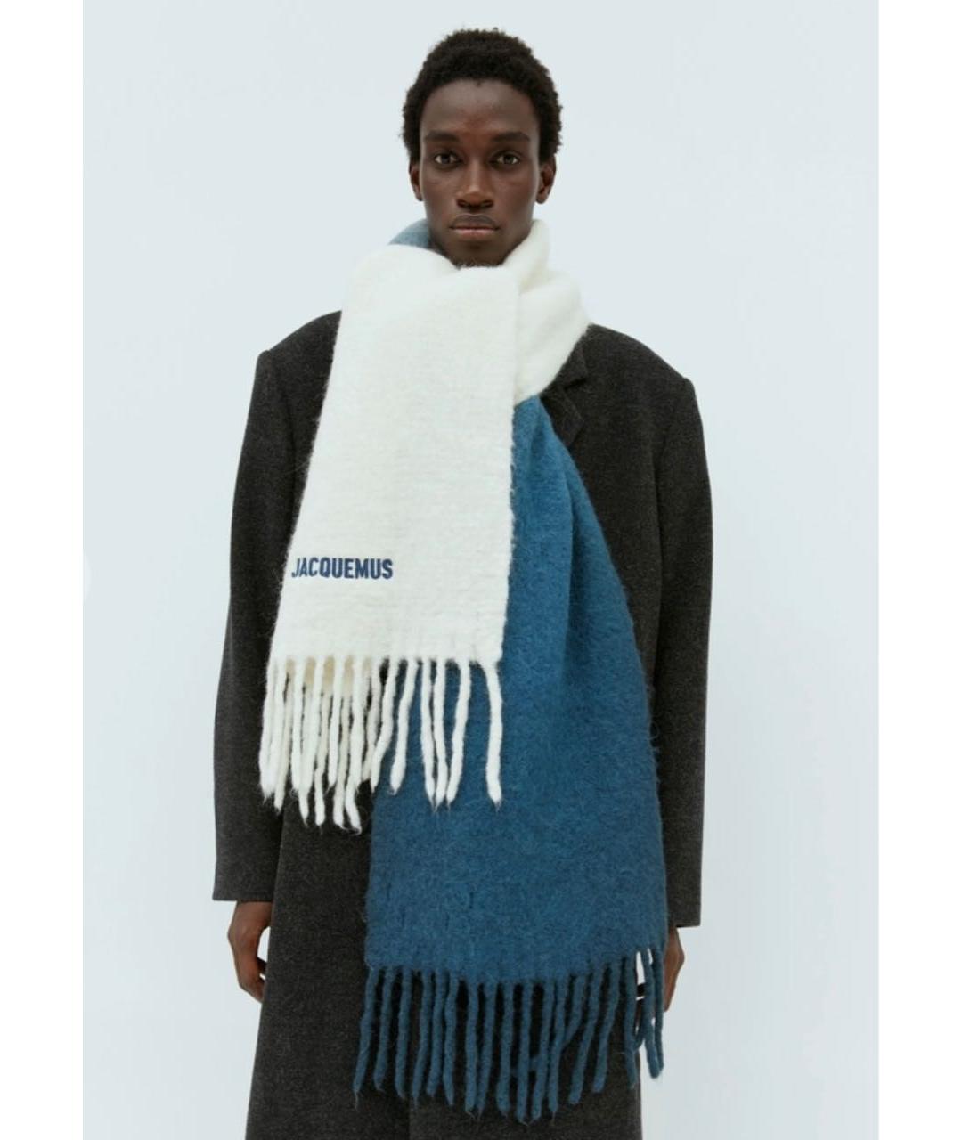 JACQUEMUS Бирюзовый шерстяной шарф, фото 7